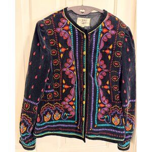 Vintage Saxton Hall Colorful Cotton Velvet Jacket Made in Japan